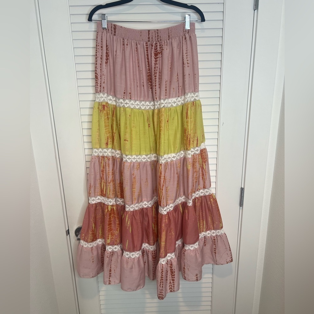 Anthropologie Kavita Bhartia Tiered Tie-Dye Maxi Peasant Skirt - Small​​​​